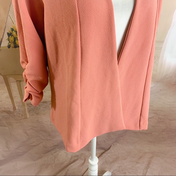 NEW TORRID DUSTY CORAL CREPE DRAPE FRONT BLAZER - Picture 7 of 14
